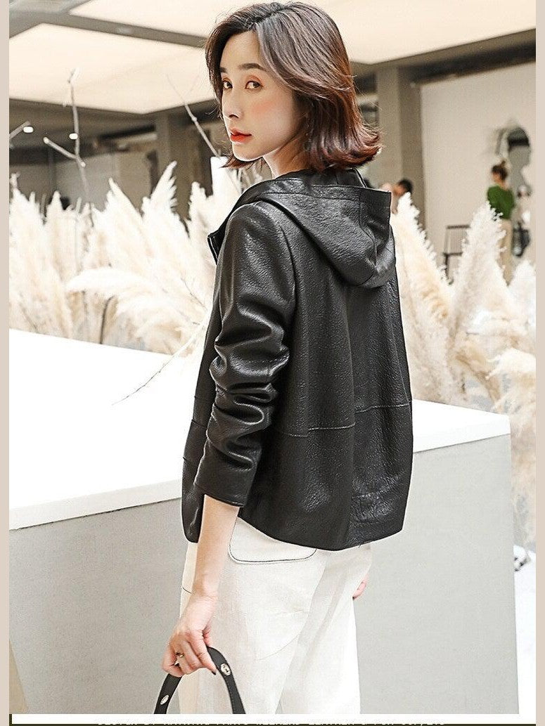 Casual Genuine Womens Leather Coat - Courbe et Compagnie
