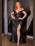 Off The Shoulder Fitted Sequin Gown Curve
