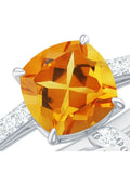 Certified 2.2 Carat Citrine and Diamond Wedding Bridal Ring Set of 2 - Courbe et Compagnie