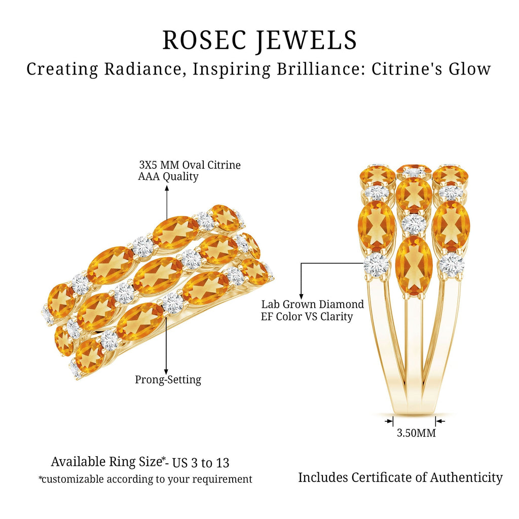 Certified Citrine Wide Wedding Band in Gold Plated Silver - Courbe et Compagnie