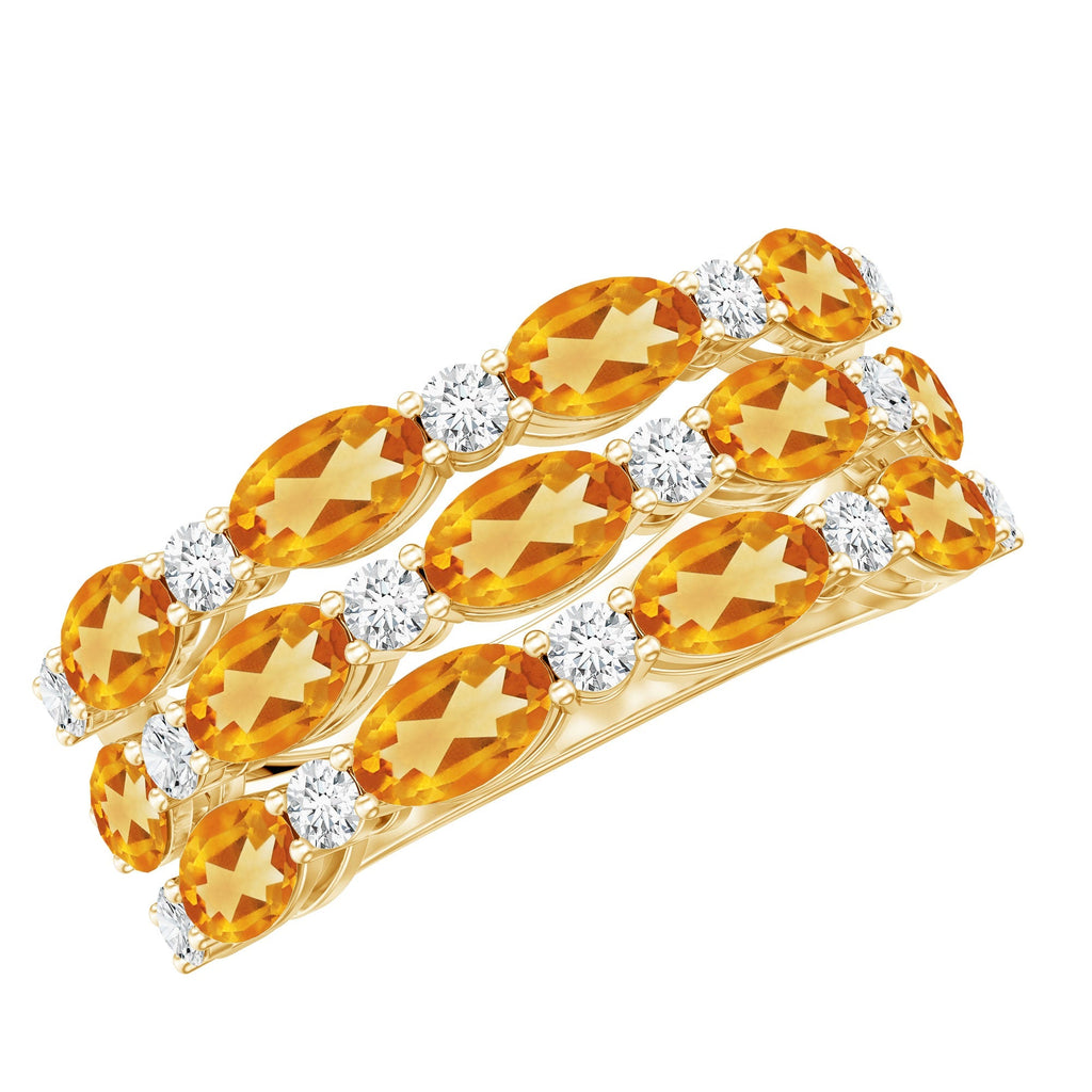 Certified Citrine Wide Wedding Band in Gold Plated Silver - Courbe et Compagnie