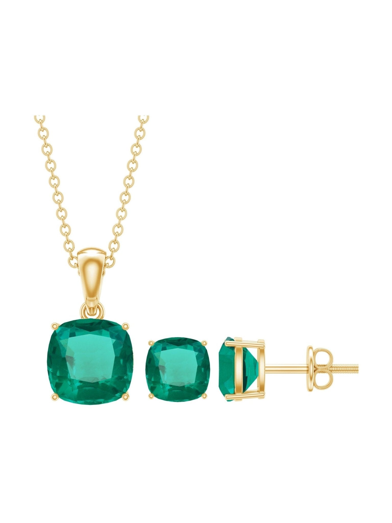 Certified Lab Grown Emerald Solitaire Jewelry Set - Courbe et Compagnie