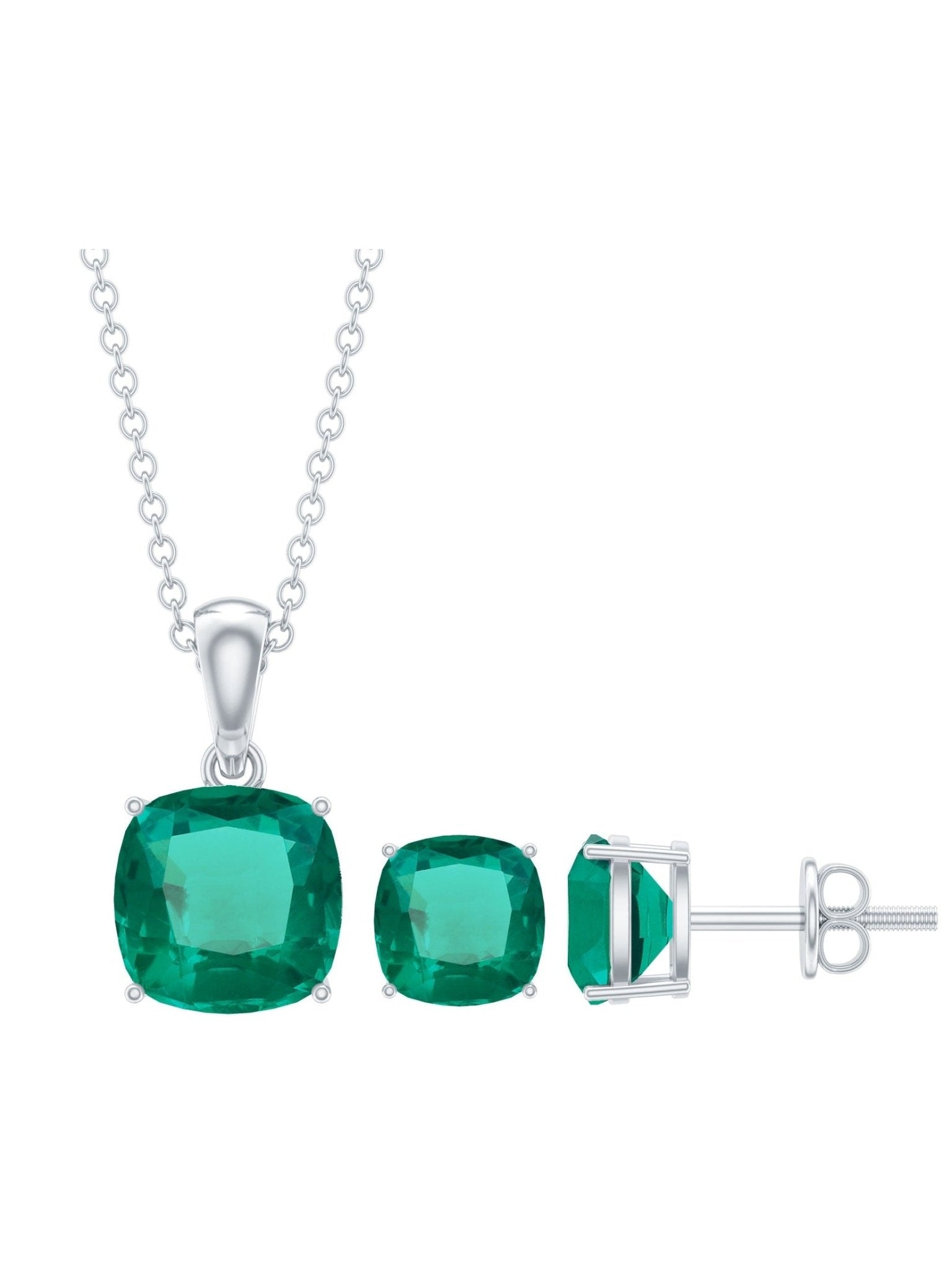 Certified Lab Grown Emerald Solitaire Jewelry Set - Courbe et Compagnie