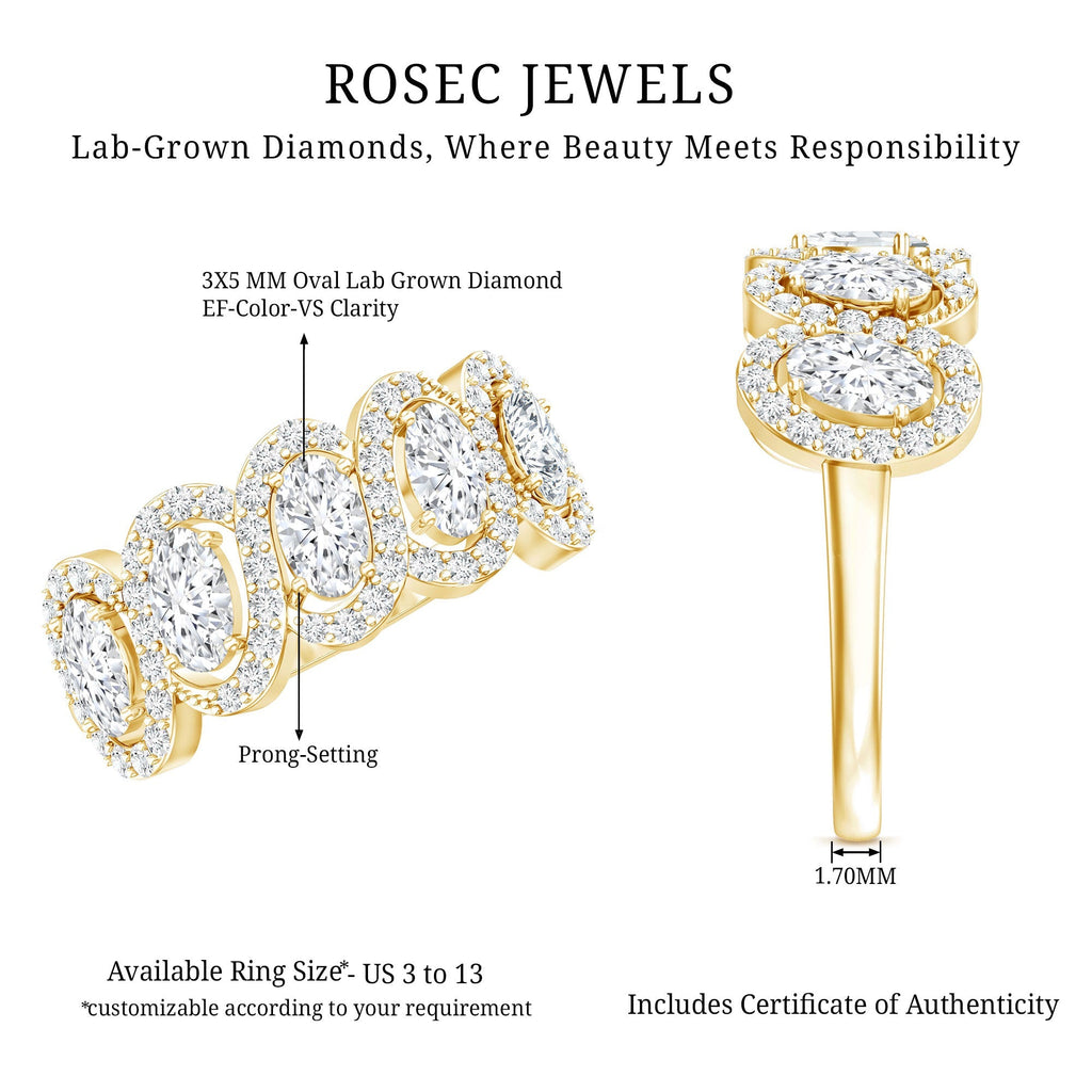 Certified Oval Lab Grown Diamond Designer Eternity Ring - Courbe et Compagnie