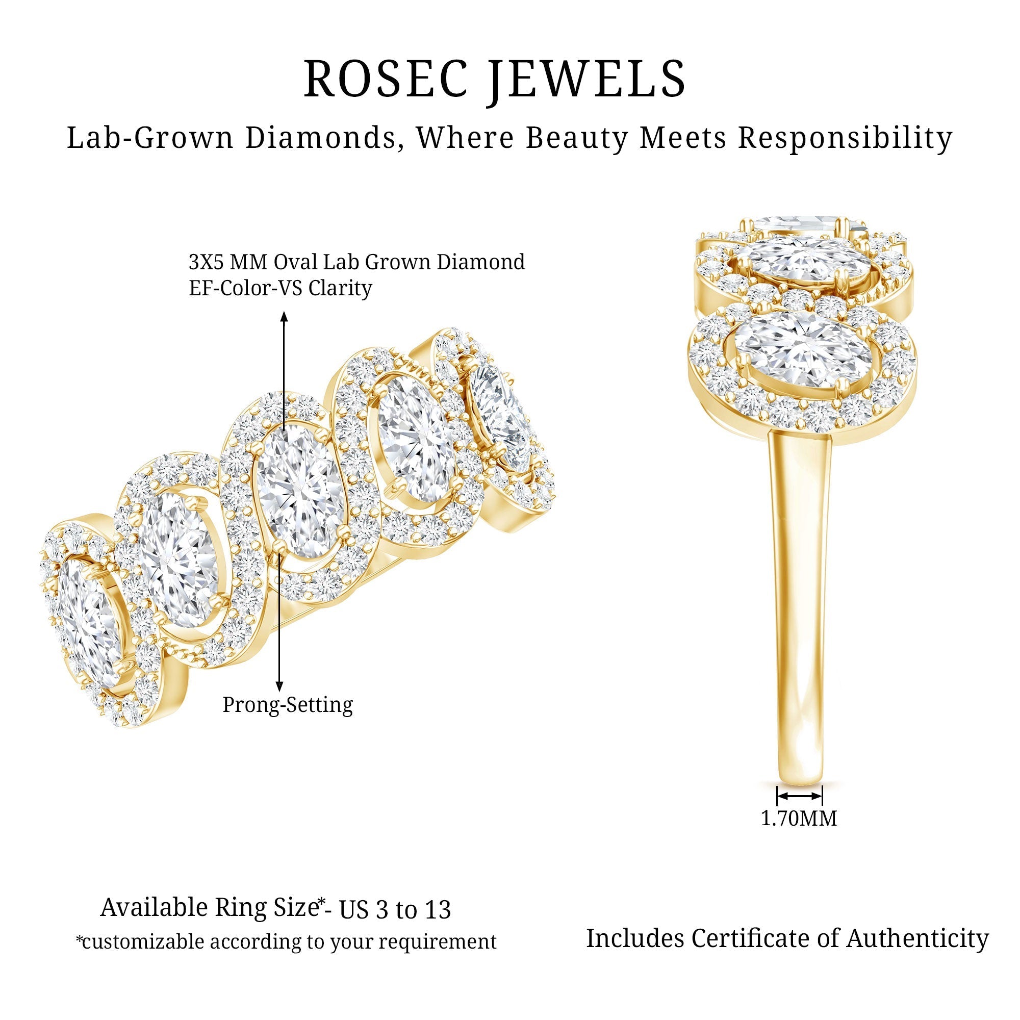 Certified Oval Lab Grown Diamond Designer Eternity Ring - Courbe et Compagnie