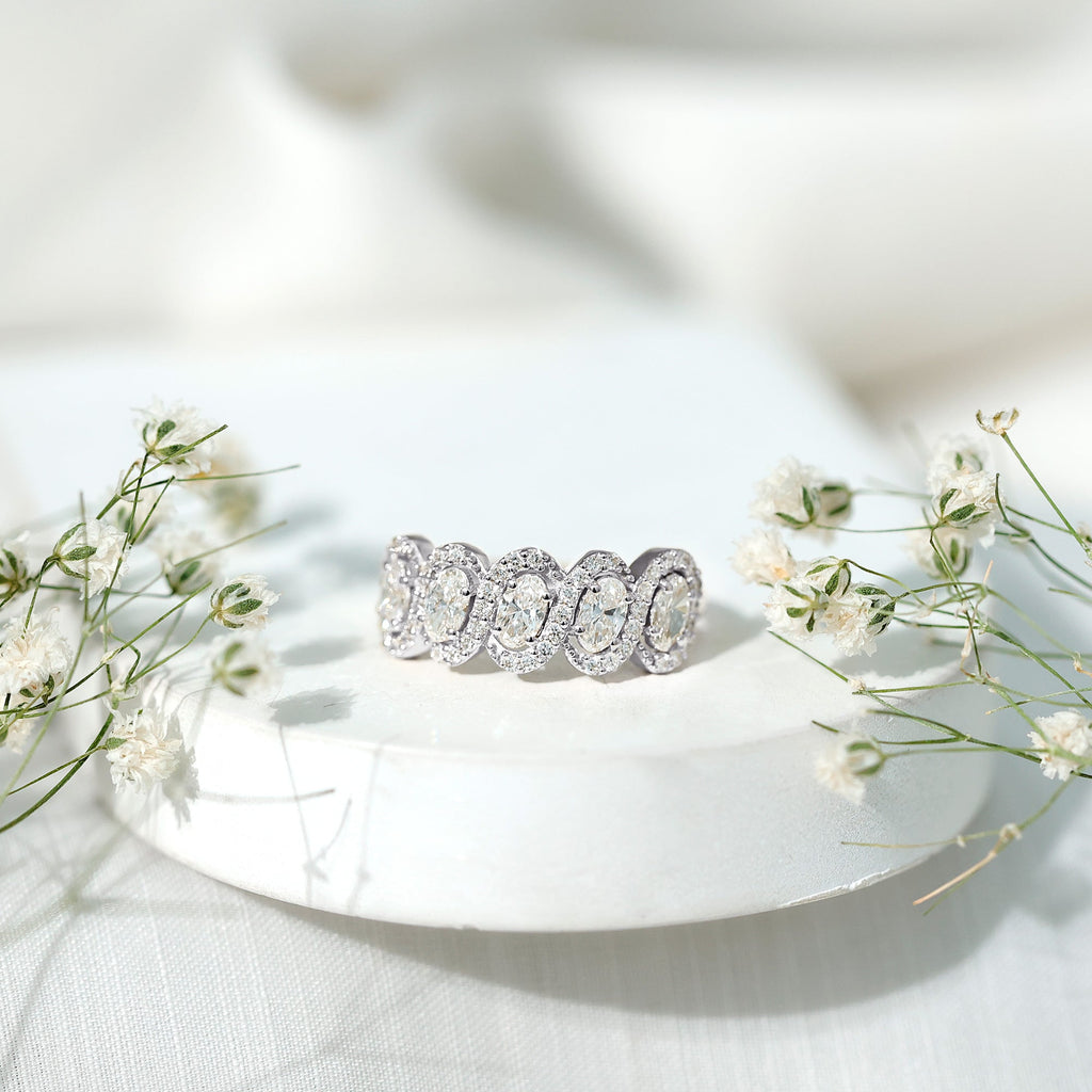 Certified Oval Lab Grown Diamond Designer Eternity Ring - Courbe et Compagnie