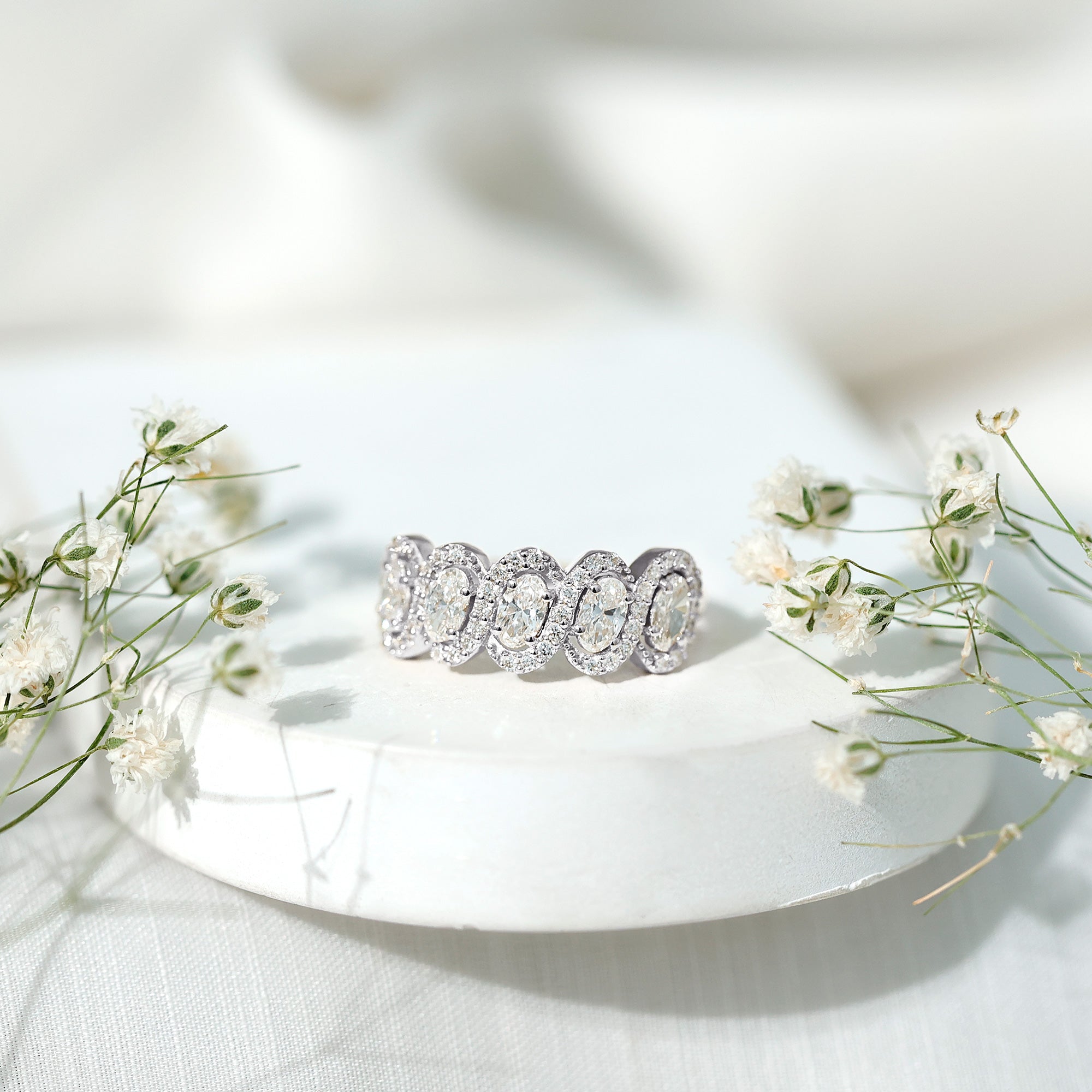 Certified Oval Lab Grown Diamond Designer Eternity Ring - Courbe et Compagnie