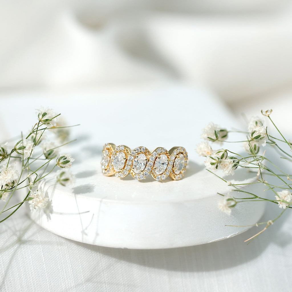 Certified Oval Lab Grown Diamond Designer Eternity Ring - Courbe et Compagnie