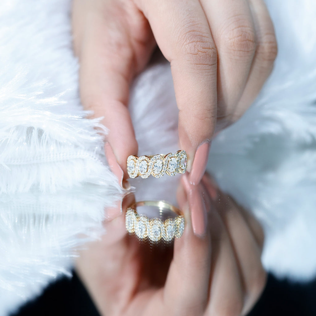 Certified Oval Lab Grown Diamond Designer Eternity Ring - Courbe et Compagnie