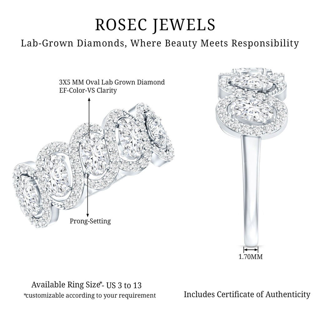 Certified Oval Lab Grown Diamond Designer Eternity Ring - Courbe et Compagnie