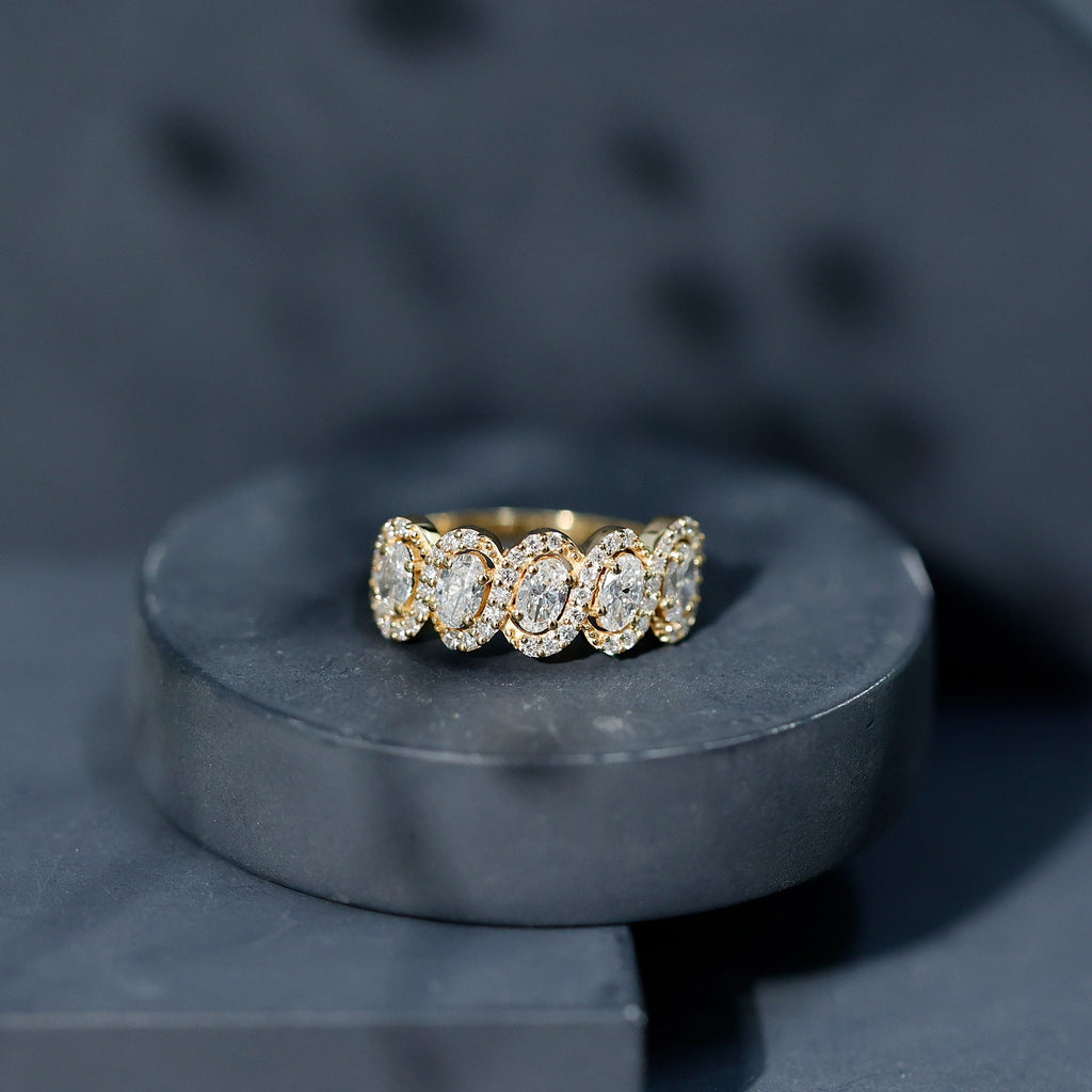 Certified Oval Lab Grown Diamond Designer Eternity Ring - Courbe et Compagnie