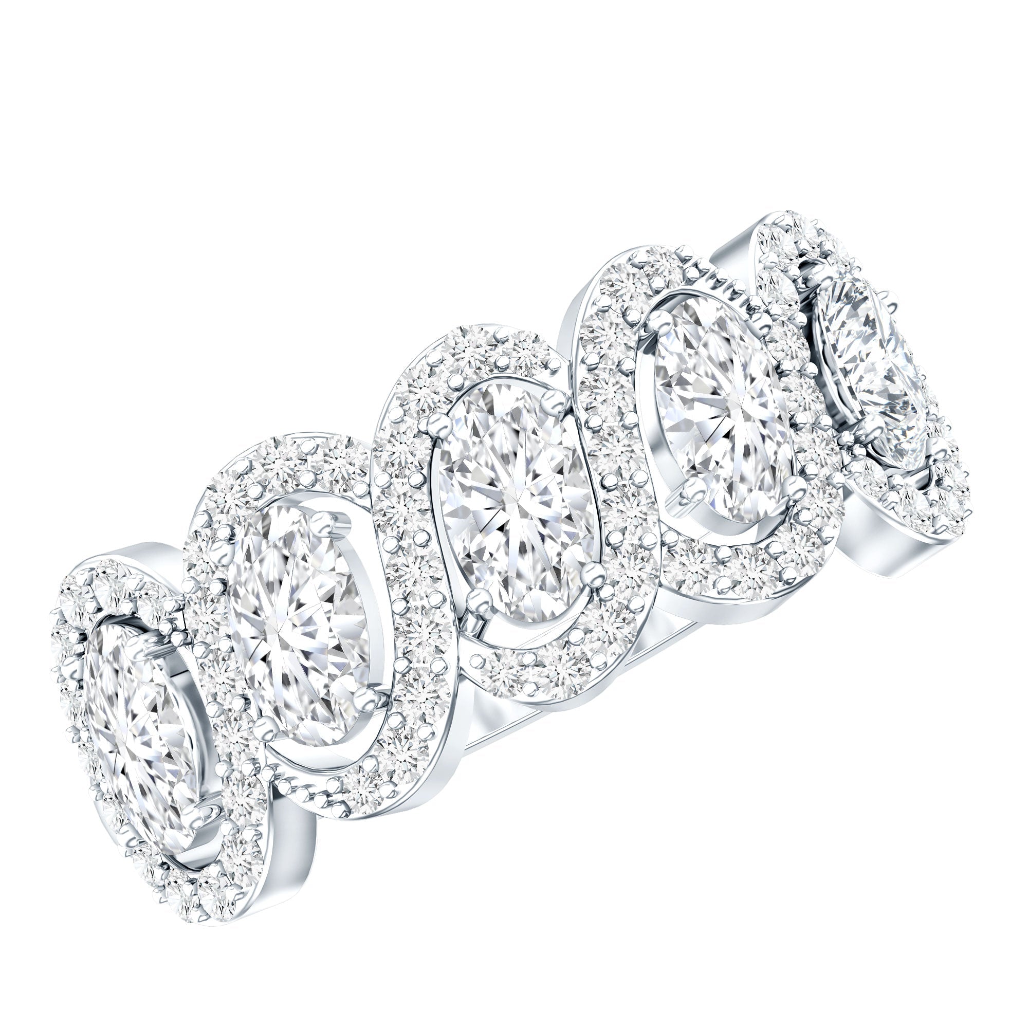 Certified Oval Lab Grown Diamond Designer Eternity Ring - Courbe et Compagnie