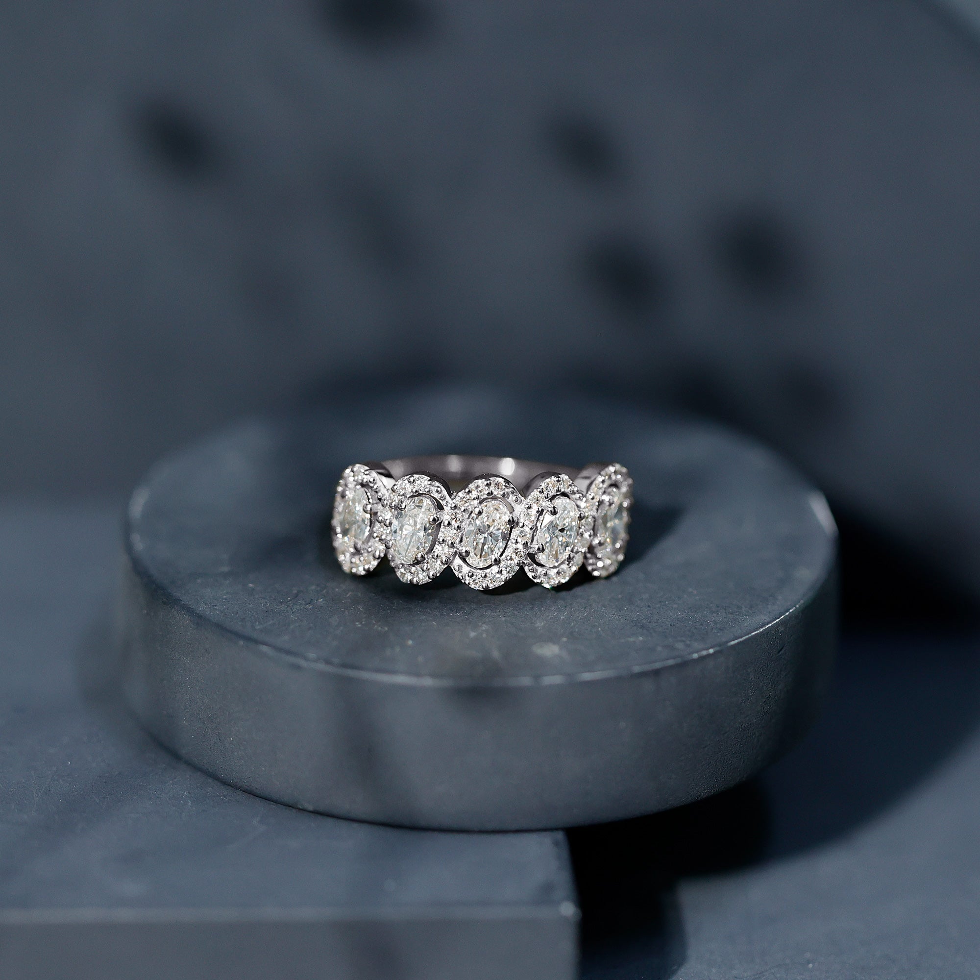 Certified Oval Lab Grown Diamond Designer Eternity Ring - Courbe et Compagnie