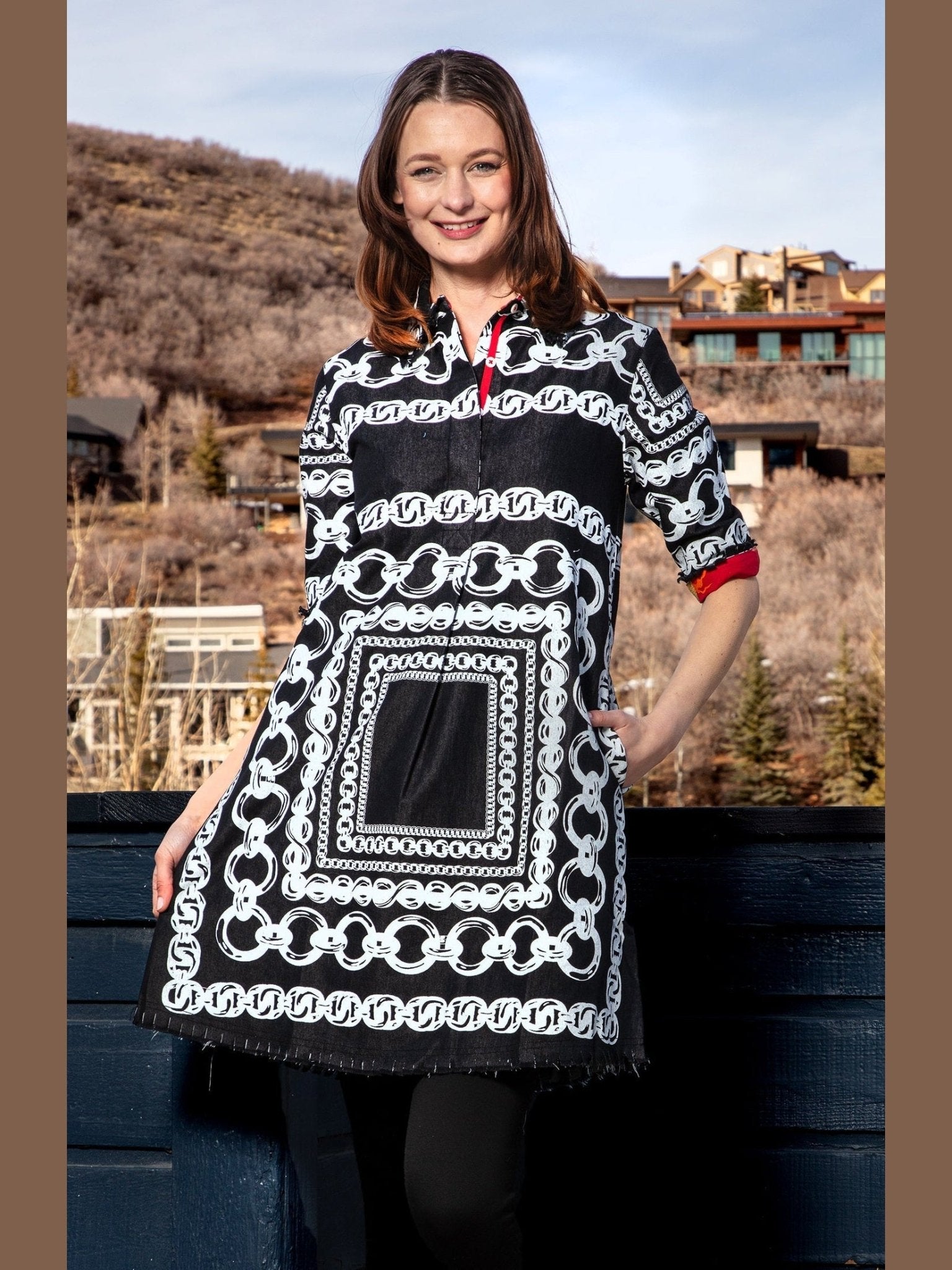 Chatham Black Denim with White Link Pattern - Courbe et Compagnie