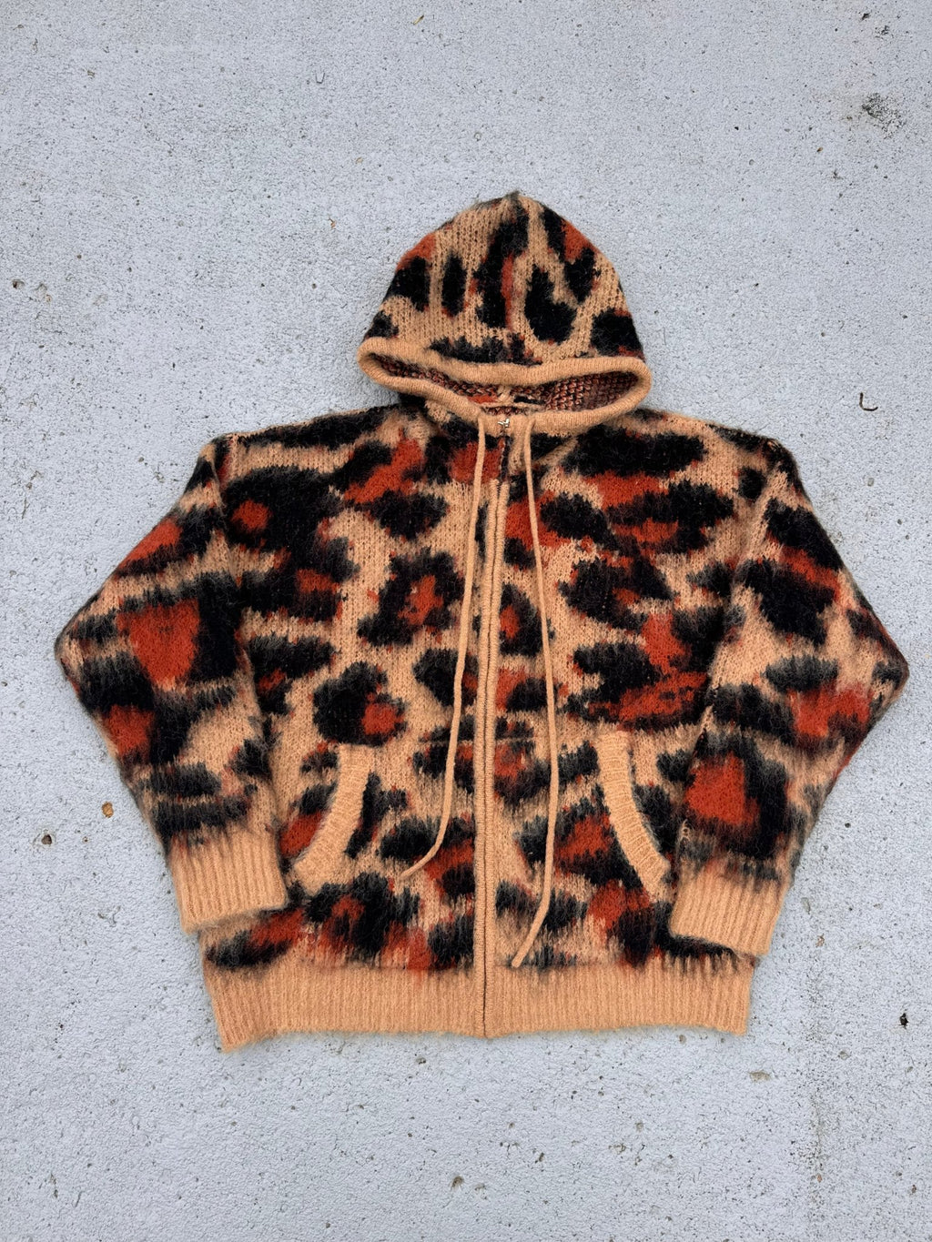 Cheetah Mohair Zip Up Jacket Luxurious Sheen Knitwear - Courbe et Compagnie