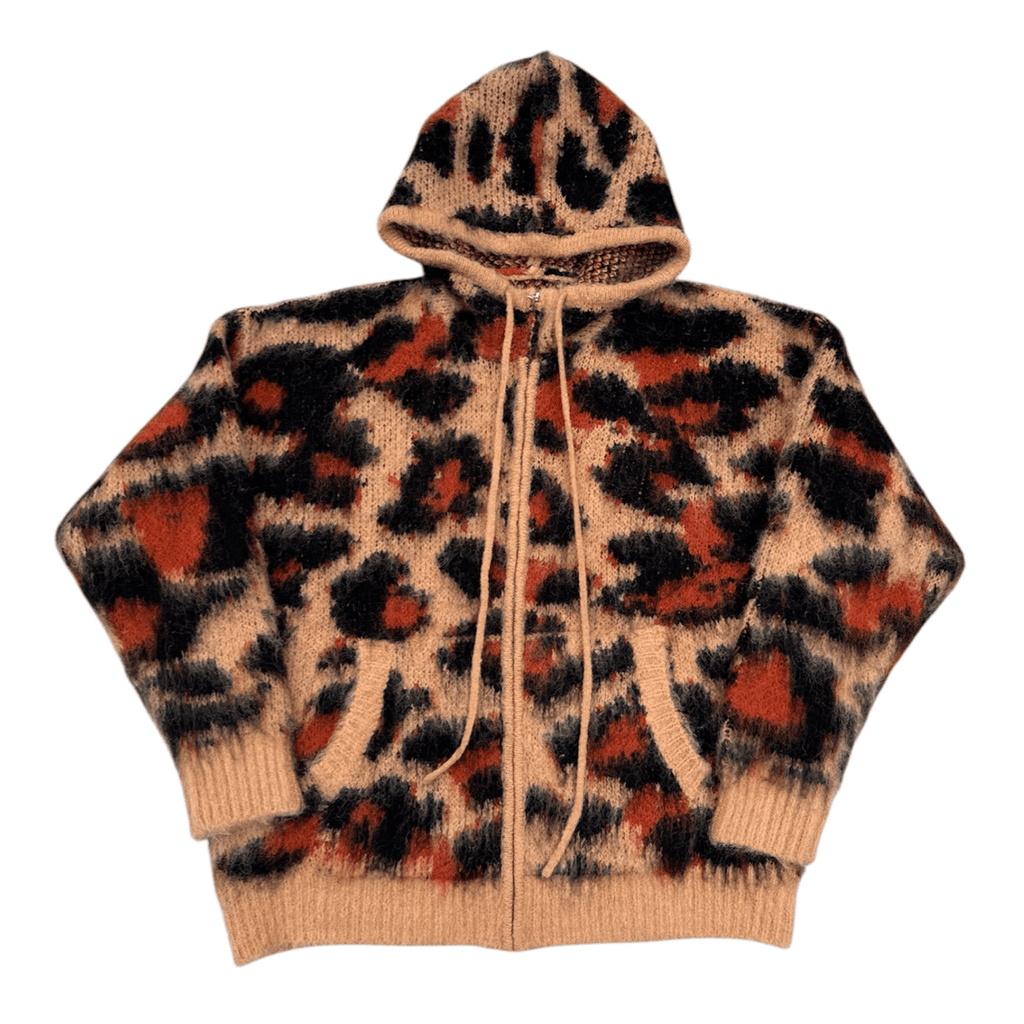 Cheetah Mohair Zip Up Jacket Luxurious Sheen Knitwear - Courbe et Compagnie
