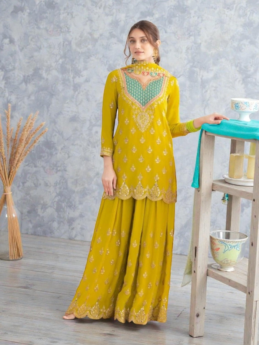 Chiffon Sharara Suit - Courbe et Compagnie