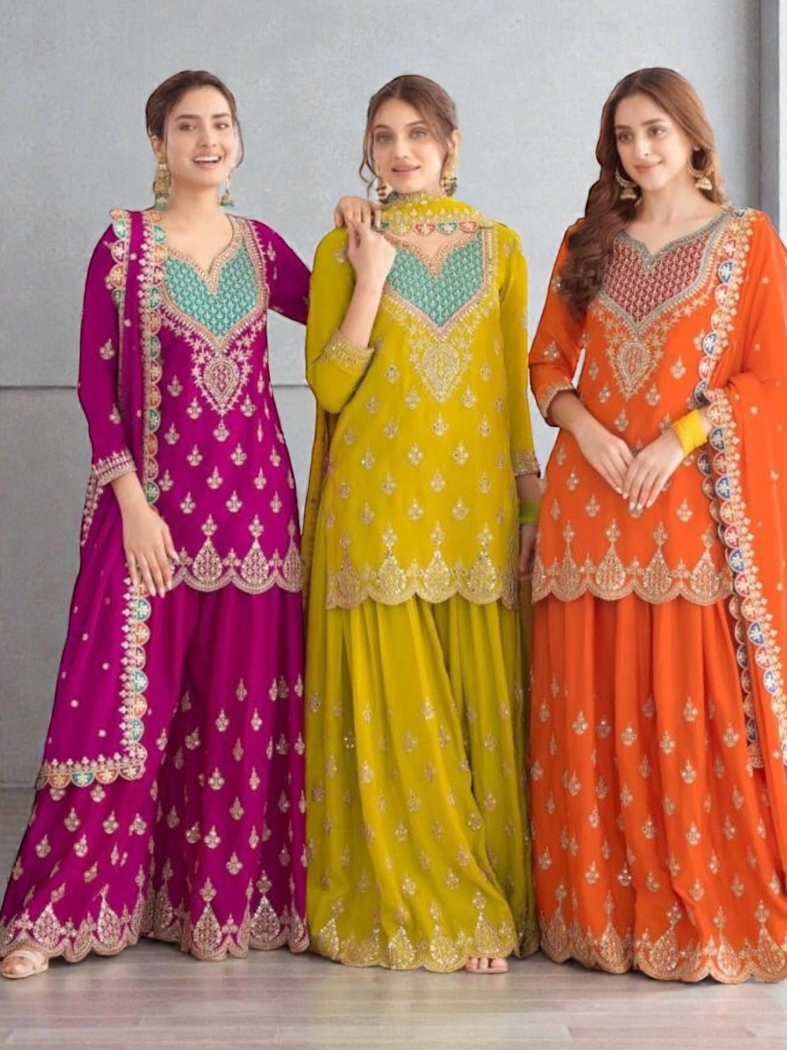 Chiffon Sharara Suit - Courbe et Compagnie