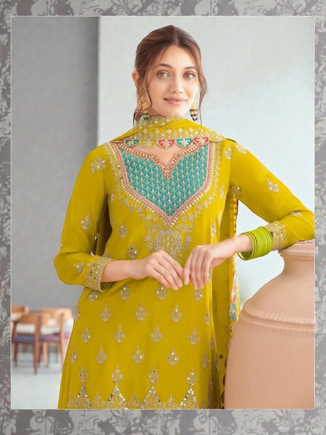 Chiffon Sharara Suit - Courbe et Compagnie