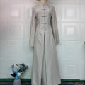 Chinese Frog Button Stand Collar Top And Wide Leg Maxi Skirt Co Ord Set MS483 - Courbe et Compagnie