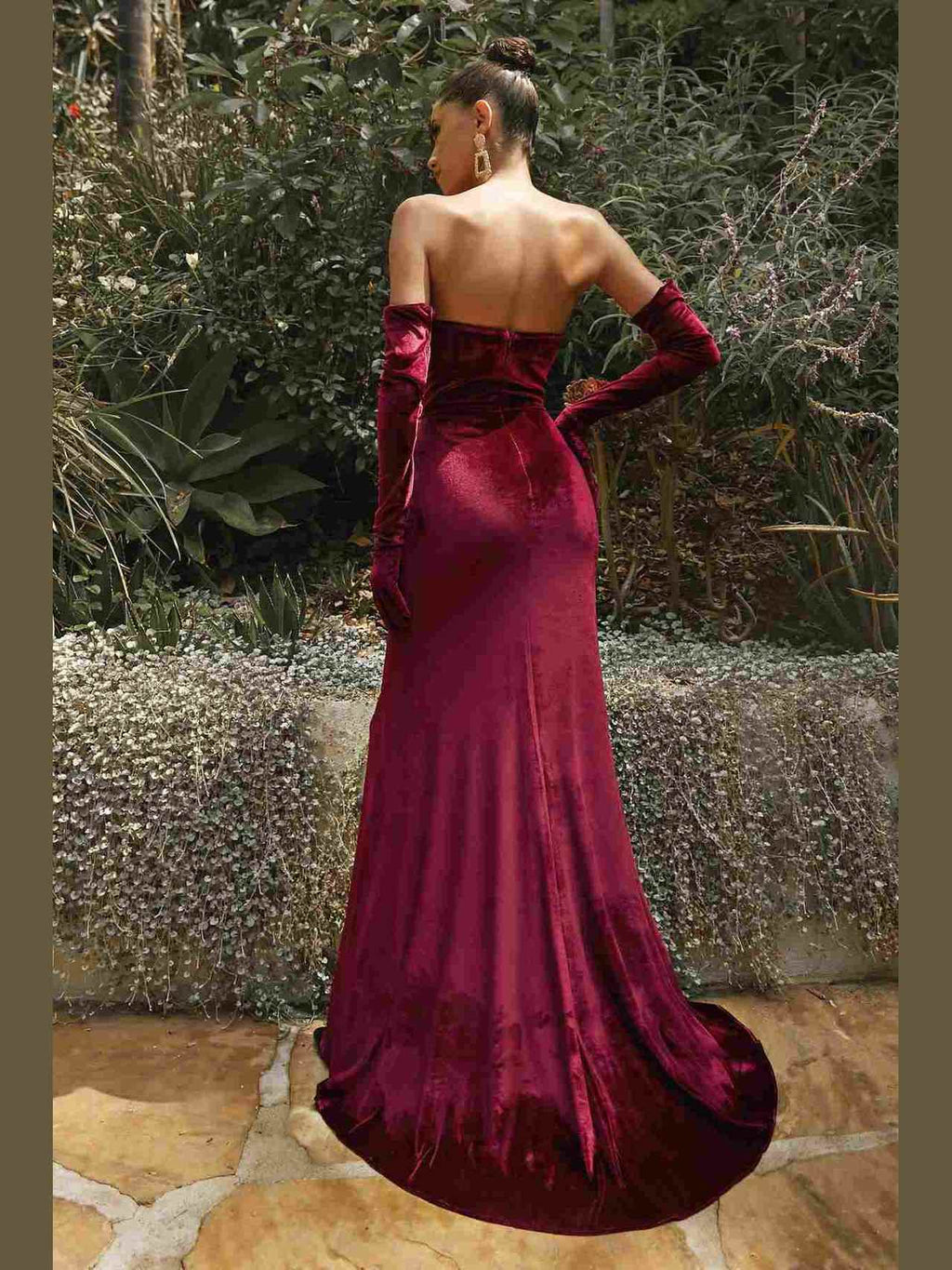 Cinderella Divine CH176 Vintage Velvet Hollywood Strapless Fitted Gown - Courbe et Compagnie