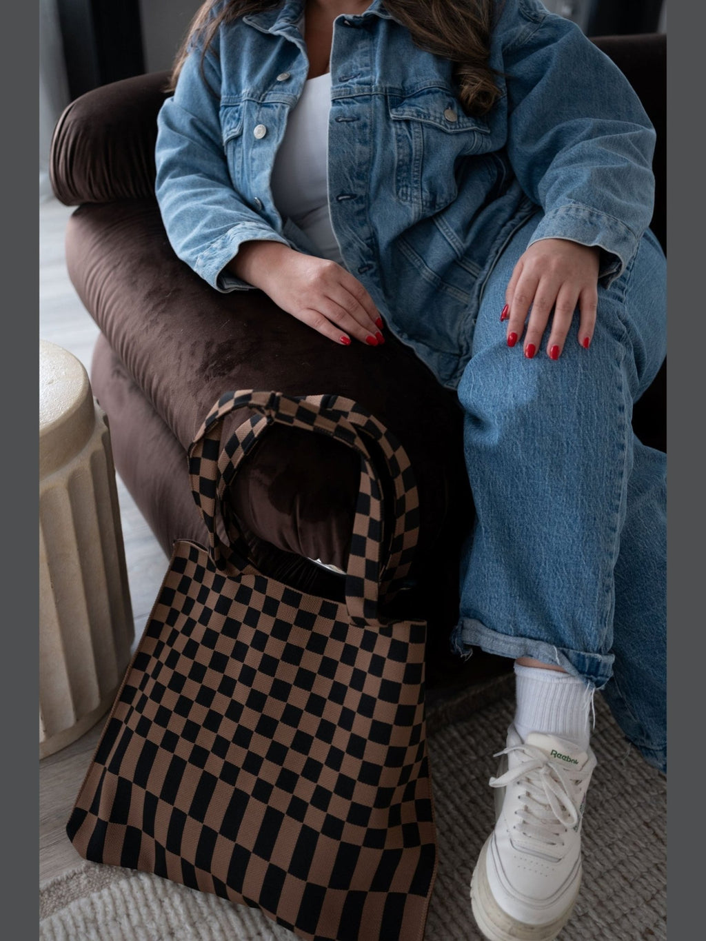 Classic Checkered Skinny Tote - Courbe et Compagnie