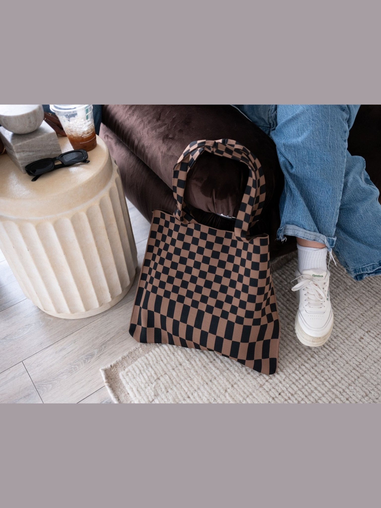 Classic Checkered Skinny Tote - Courbe et Compagnie