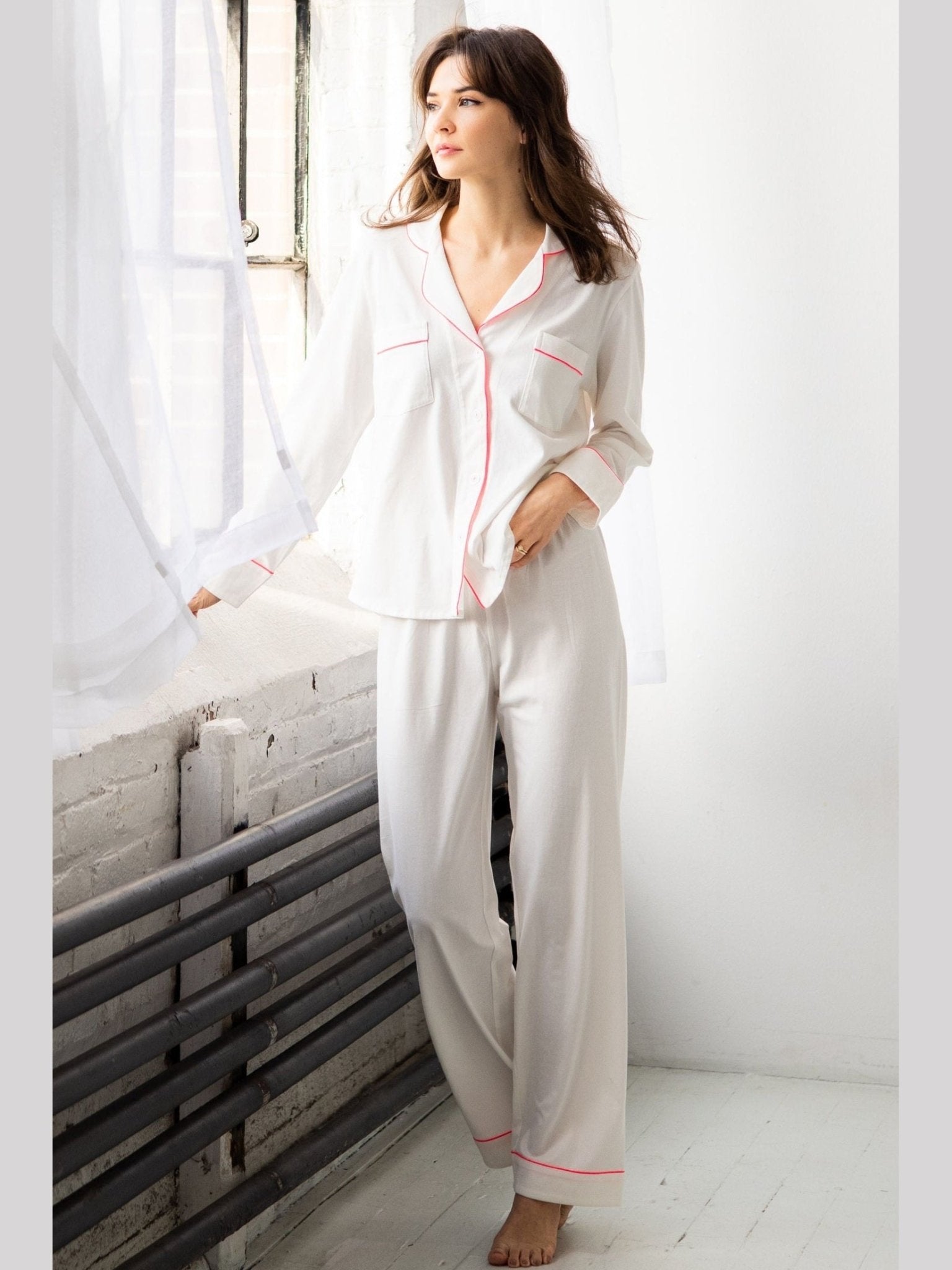 Classic Luxury Pajamas in Brushed Pima Cotton - Courbe et Compagnie