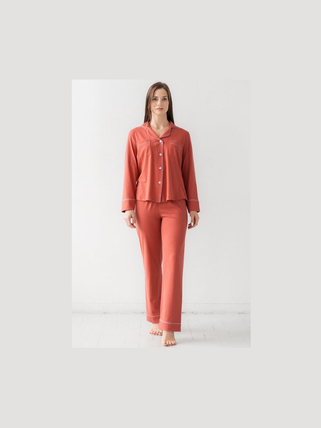Classic Luxury Pajamas in Brushed Pima Cotton - Courbe et Compagnie