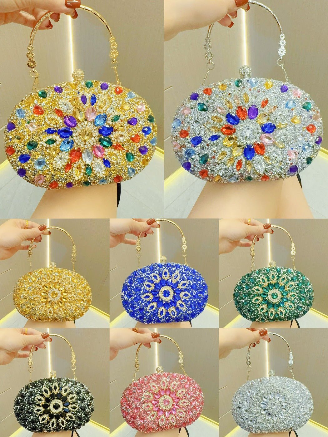 Clutch Purses for Women Evening Bag Nude Purse Luxury Handbag Bride Wallet Glitter Multicolor Rhinestone Bags - Courbe et Compagnie