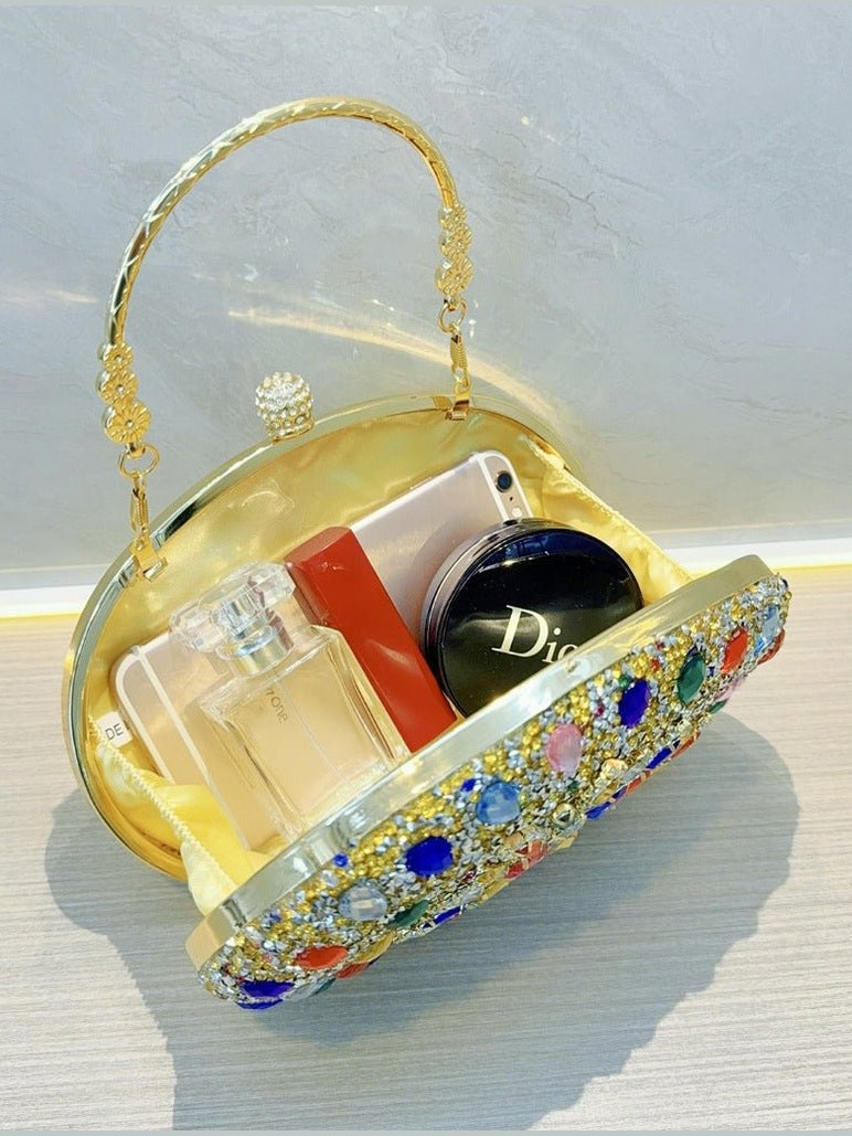 Clutch Purses for Women Evening Bag Nude Purse Luxury Handbag Bride Wallet Glitter Multicolor Rhinestone Bags - Courbe et Compagnie