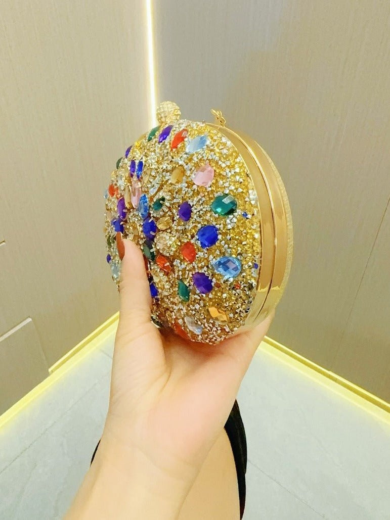 Clutch Purses for Women Evening Bag Nude Purse Luxury Handbag Bride Wallet Glitter Multicolor Rhinestone Bags - Courbe et Compagnie