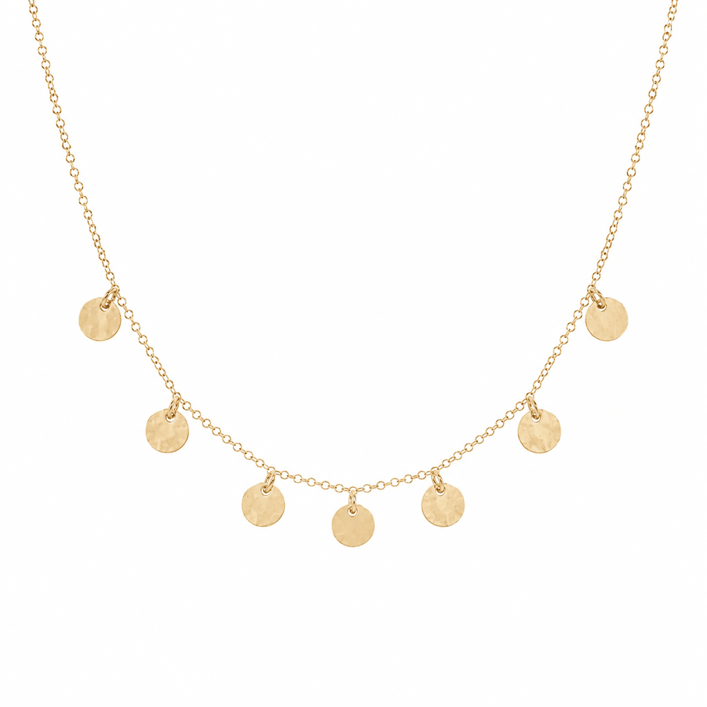 Confetti Disc Necklace | Sterling Silver or Gold Filled | 18 Inch Necklace - Courbe et Compagnie