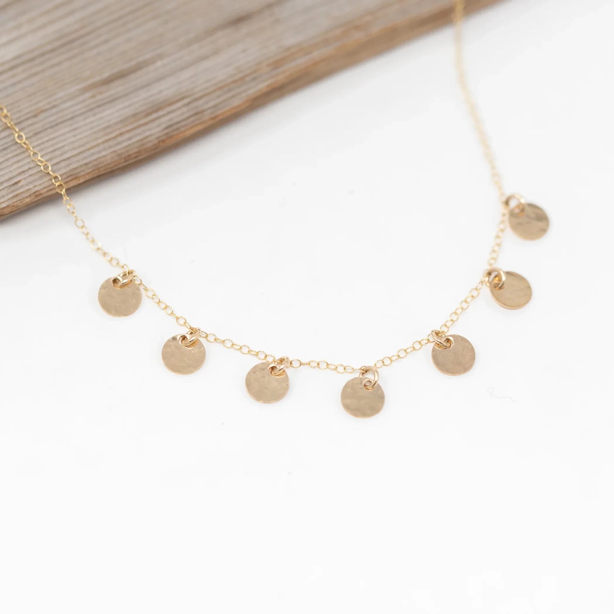 Confetti Disc Necklace | Sterling Silver or Gold Filled | 18 Inch Necklace - Courbe et Compagnie