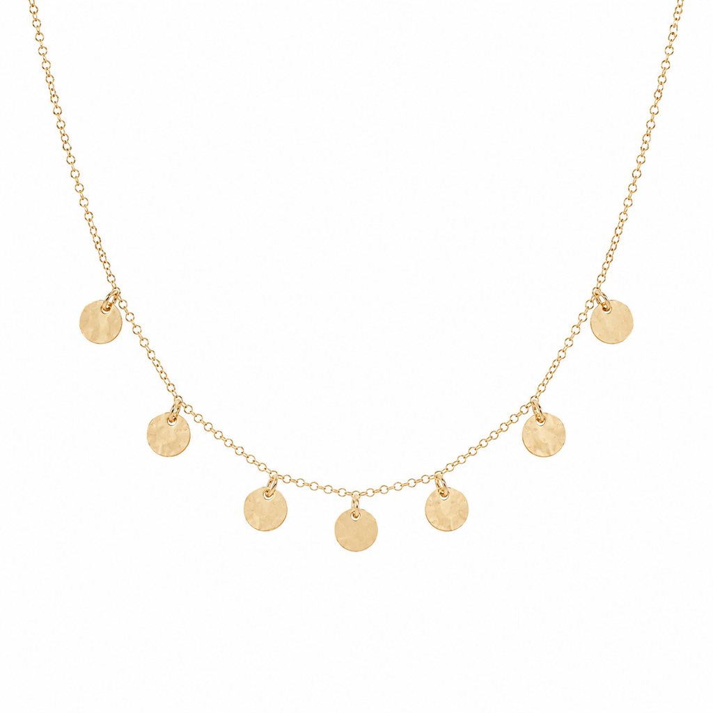 Confetti Disc Necklace | Sterling Silver or Gold Filled | 18 Inch Necklace