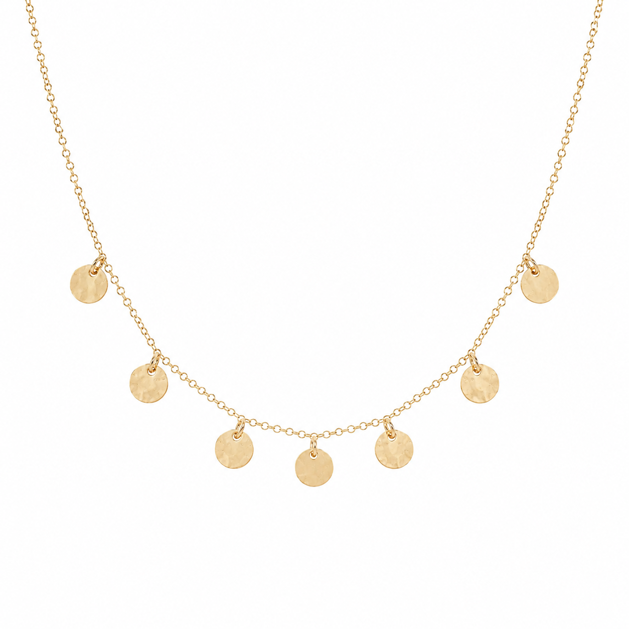 Confetti Disc Necklace | Sterling Silver or Gold Filled | 18 Inch Necklace