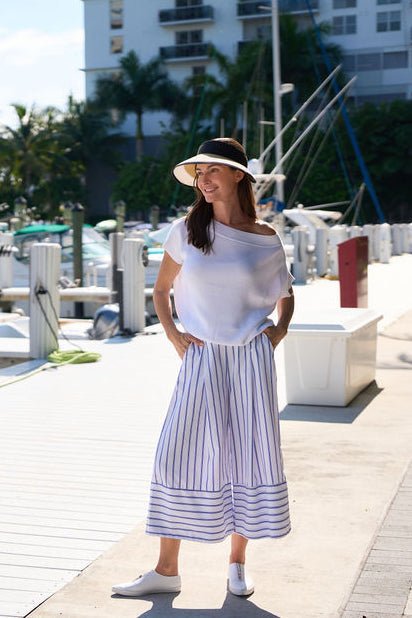 Cotton Gaucho Pants - Nautical Stripe - Courbe et Compagnie