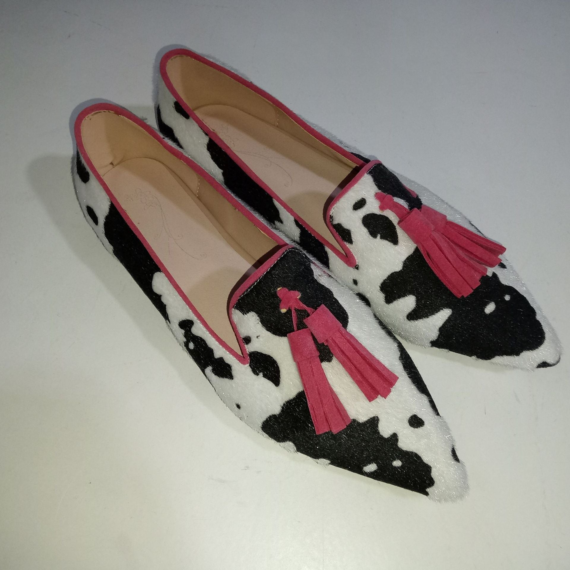 Cow Print Tassel Pumps Women | Casual Slip-On Style - Courbe et Compagnie