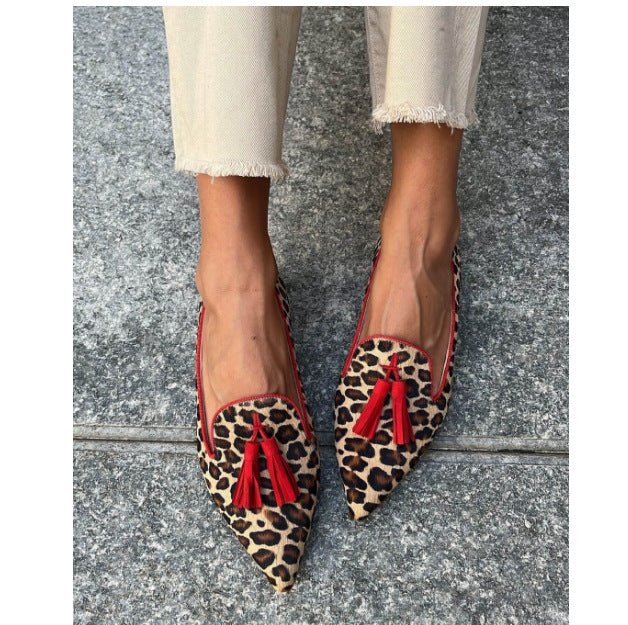 Cow Print Tassel Pumps Women | Casual Slip-On Style - Courbe et Compagnie