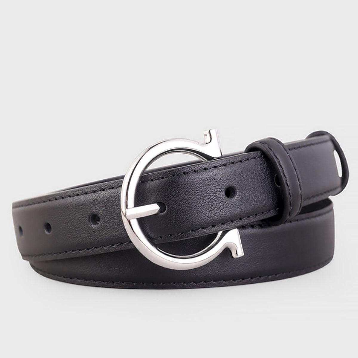 Cowhide Leather Buckle Belt - Courbe et Compagnie