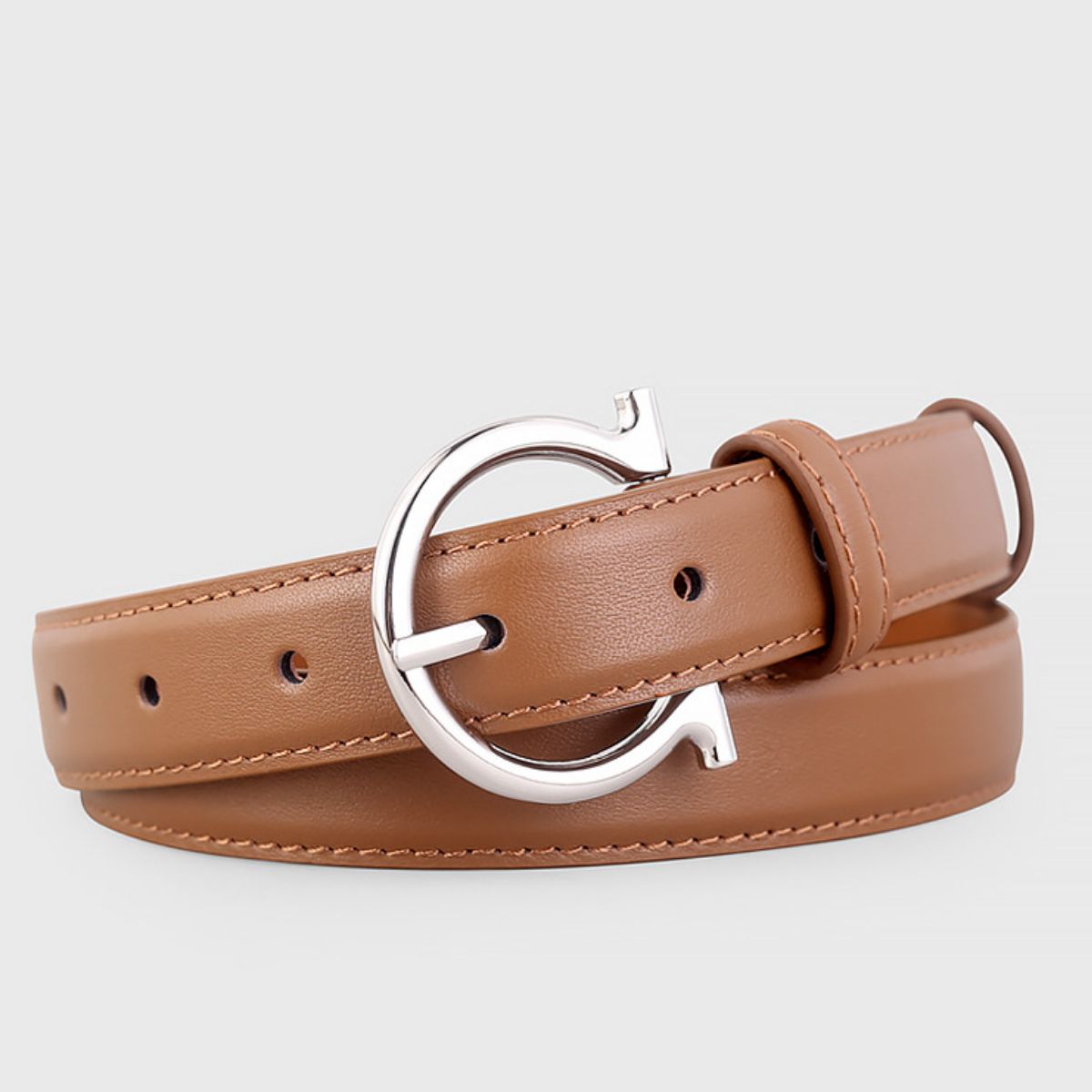 Cowhide Leather Buckle Belt - Courbe et Compagnie