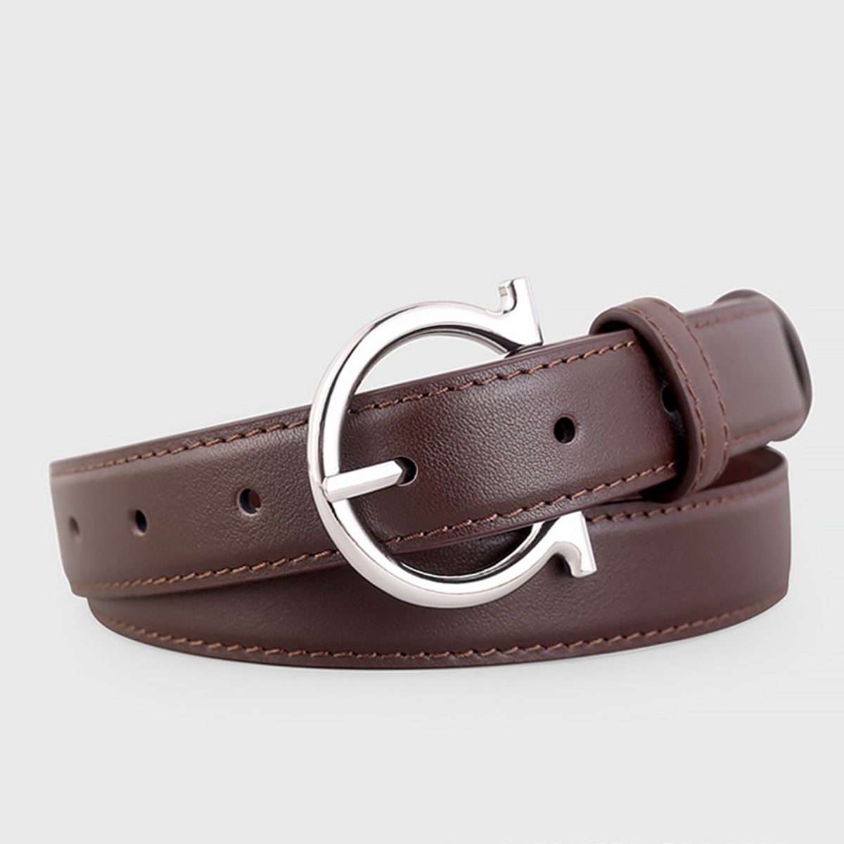 Cowhide Leather Buckle Belt - Courbe et Compagnie