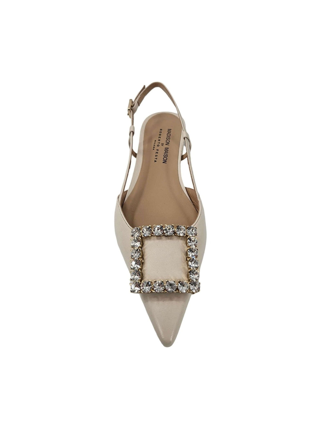 Cream Leather Lavanda Slingback Flat — Women's Dress Shoes - Courbe et Compagnie