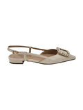 Cream Leather Lavanda Slingback Flat — Women's Dress Shoes - Courbe et Compagnie