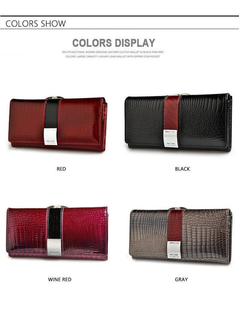 Crocodile Pattern Leather Wallet - Courbe et Compagnie