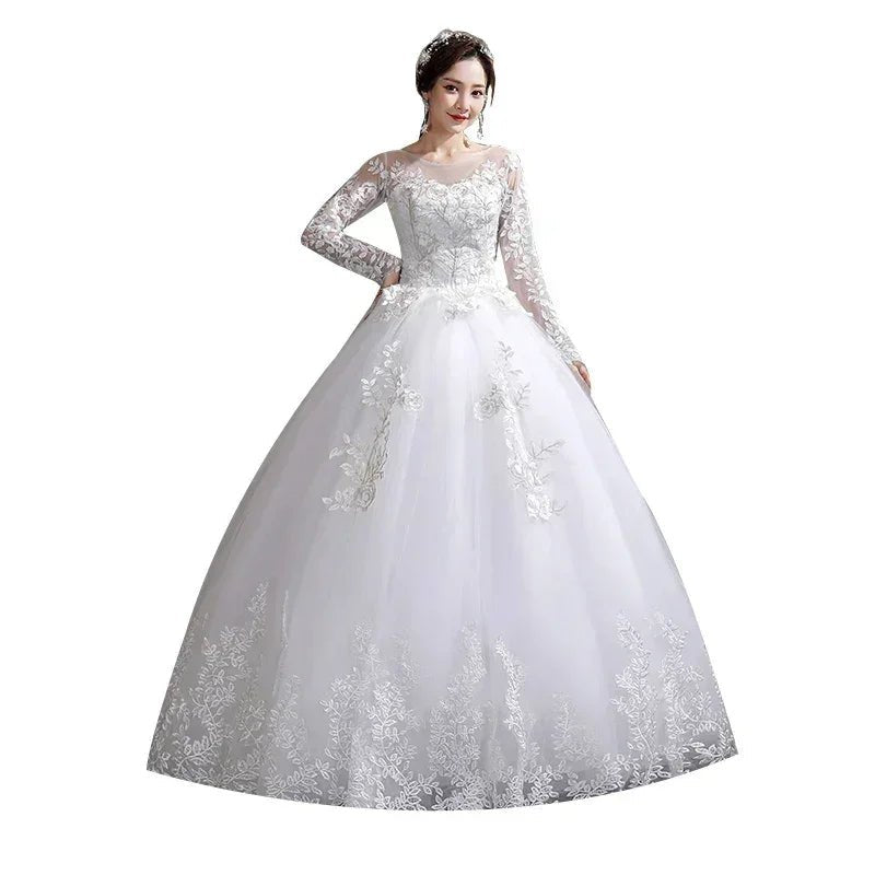 Custom Luxury Wedding Dress - Long Sleeve Ball Gown Plus Size | Femstylo - Courbe et Compagnie