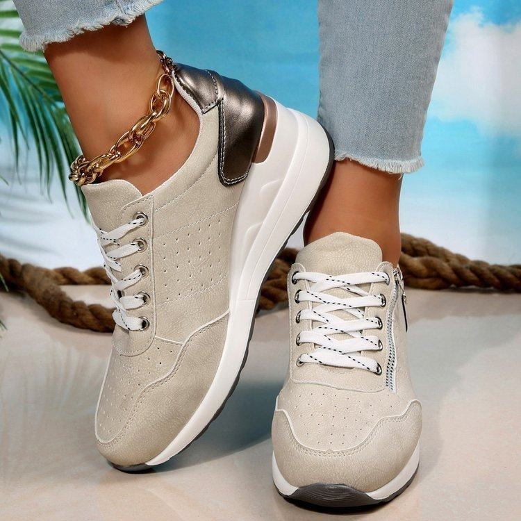 Women's Sporty Lace-Up Flared Sole Dress Shoes | Plus Size | Wedge Heel