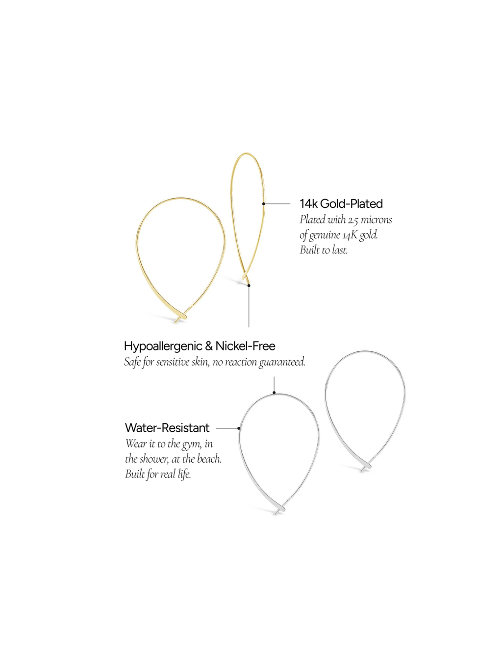 Delicate Threader Hoop Earrings Set of 2 - Courbe et Compagnie
