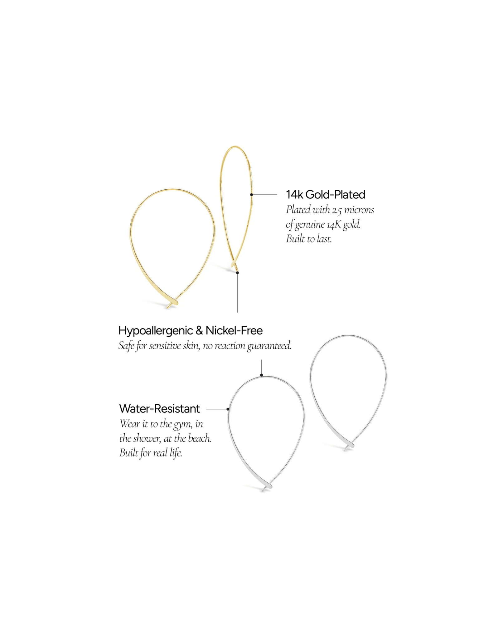 Delicate Threader Hoop Earrings Set of 2 - Courbe et Compagnie