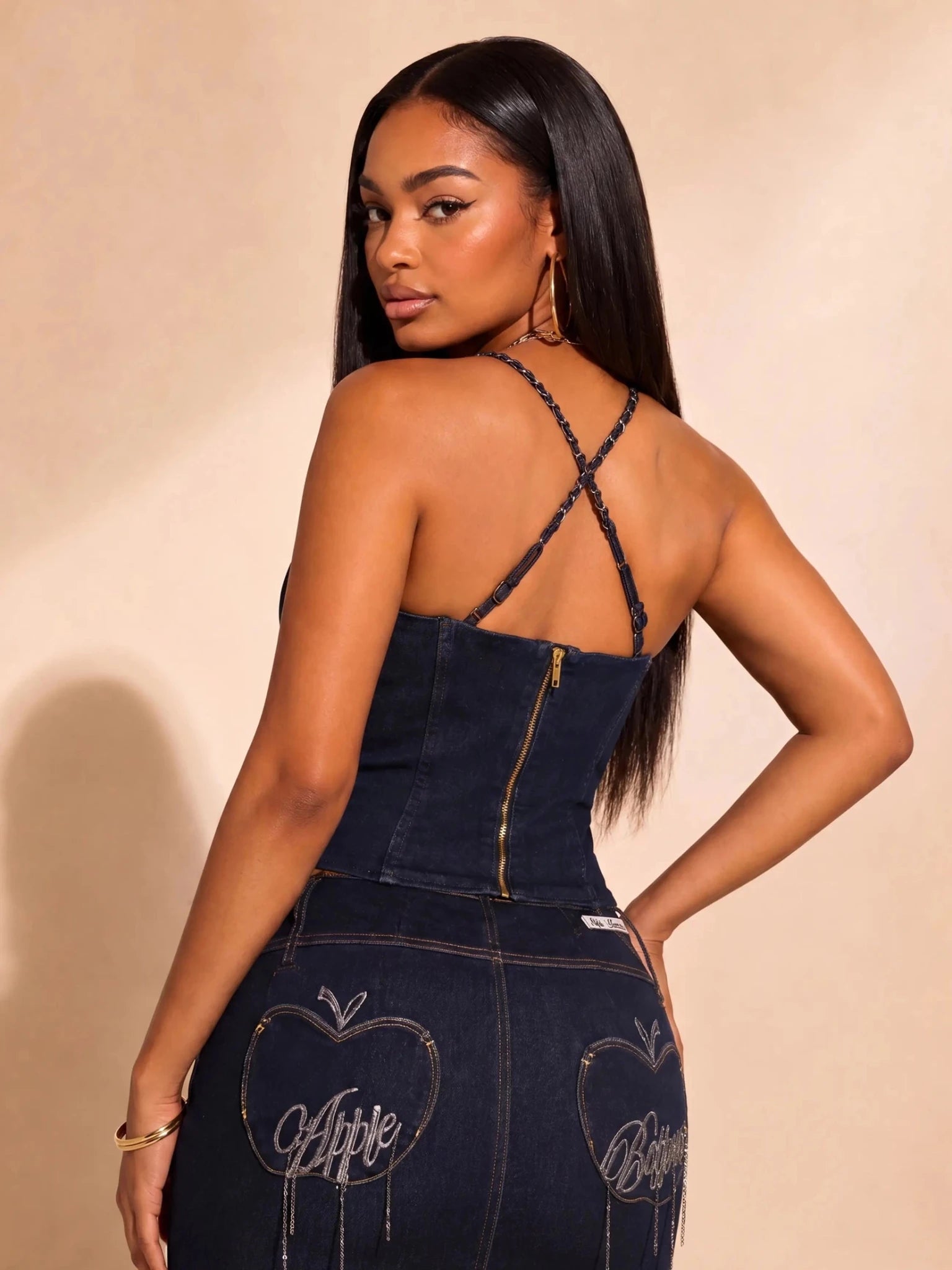 Denim Chain Link Corset - Courbe et Compagnie